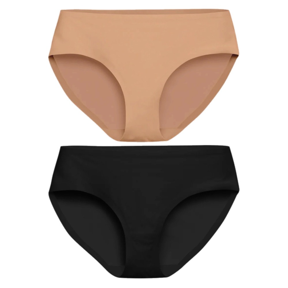 NWT EBY Women's XL Brief Panty 2-Pack Black Sunkissed Nude Seamless Underwear
